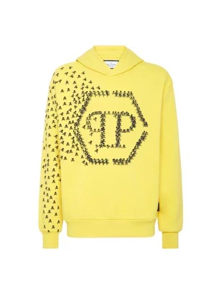 Bluza z kapturem Philipp Plein z kapturem żółta