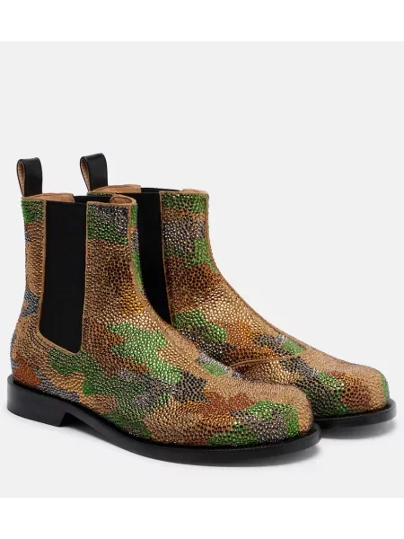 Botine chelsea Jw Anderson din piele de căprioară cu model camuflaj
