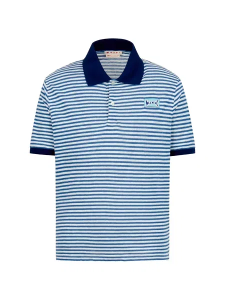 Pruhované polotričko Marni s autogramem modré