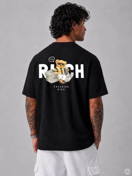 Koszulka oversize Freaking Rich z nadrukiem Dstreet czarna