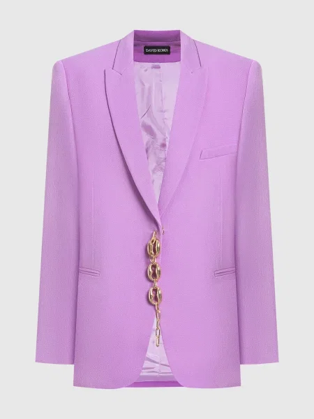 Жакет з вовни з ланцюжком David Koma фіолетовий