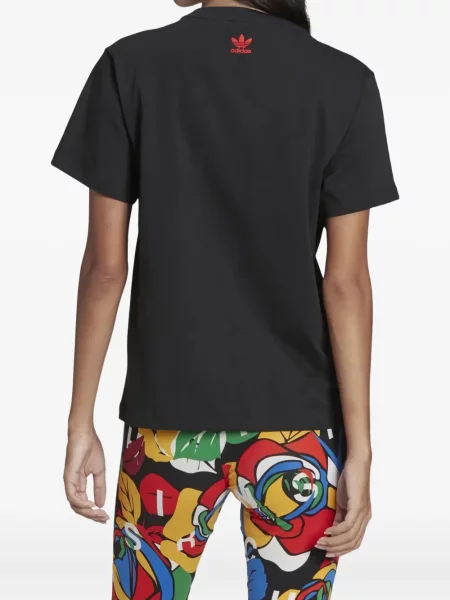 Dzianinowe haftowane polo Adidas w paski szare