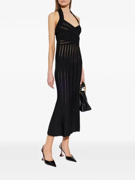 Rochie midi Balmain cu gât halter negru