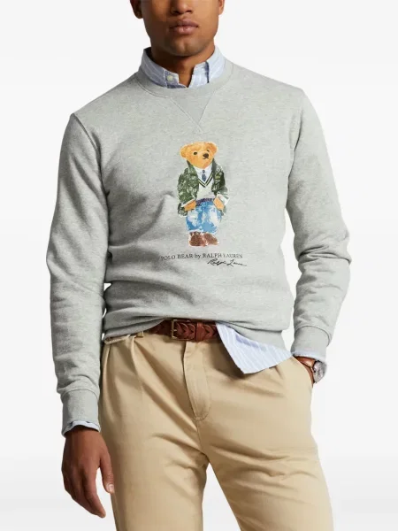 Tricou polo Polo Ralph Lauren cu glugă cu blană cu broderie roșu