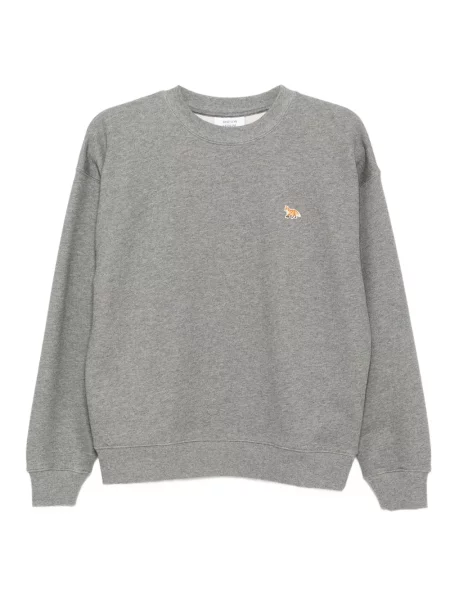 Hanorac Maison Kitsune cu broderie gri