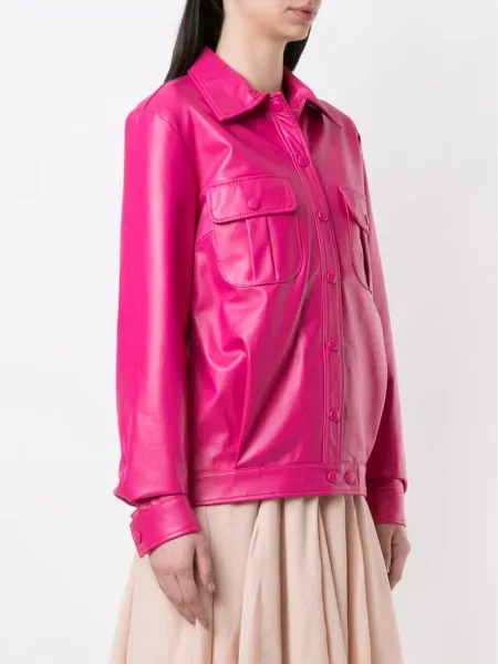 Kurtka skórzana Olympiah różowa
