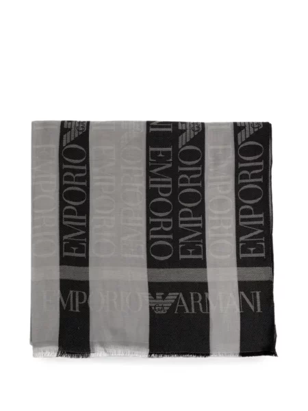 Fular Emporio Armani cu franjuri negru