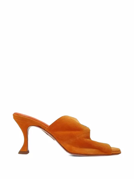 Papuci tip mules Aquazzura din piele de căprioară portocaliu