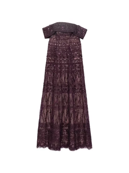 Rochie Saiid Kobeisy din tul cu mărgele de costum violet