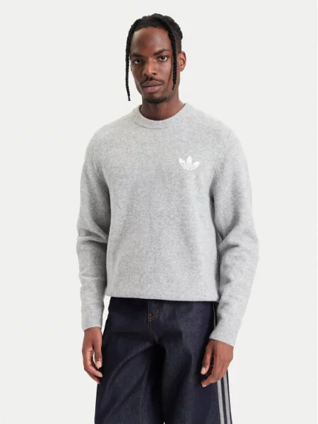 Adidas Sweter Trefoil Essentials Fully Knit szary