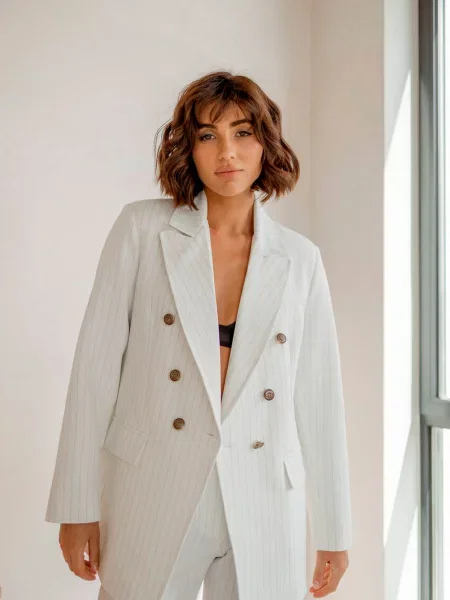 Діловий костюм Milirud піджак + брюки бавовна/поліестер білий