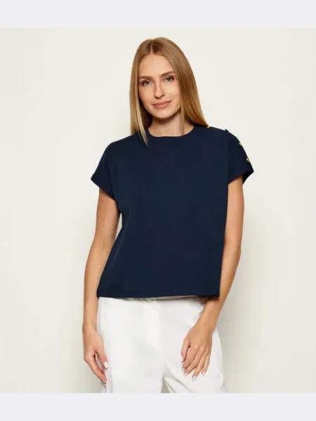 Tommy Hilfiger Tricou Gold Button Bleumarin auriu