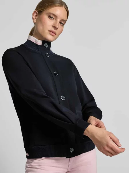 Bluza rozpinana ze stójką i listwą guzikową Marc Cain granatowa