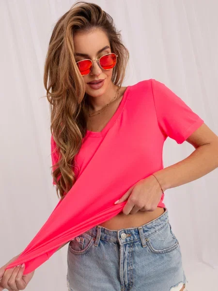 Tricou Rue Paris cu decolteu în V roz