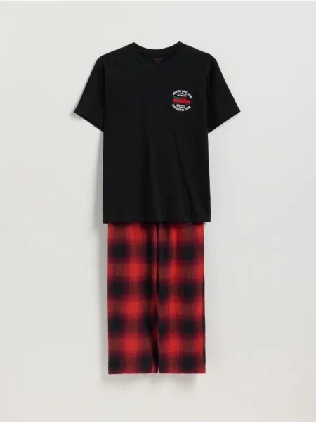 Reserved Dwuczęściowa piżama ze świątecznym motywem czarny