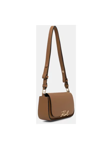 Karl Lagerfeld torebka crossbody skórzana K/SIGNATURE brązowa