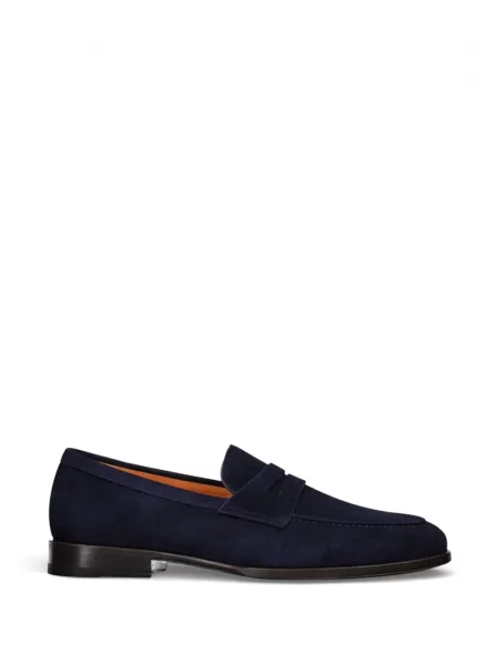 Pantofi loafer Santoni din piele de căprioară albastru
