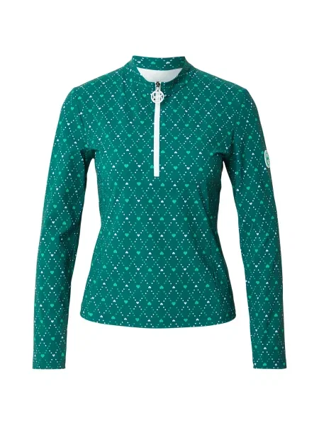 Marc Cain Tricou verde smarald / verde deschis alb