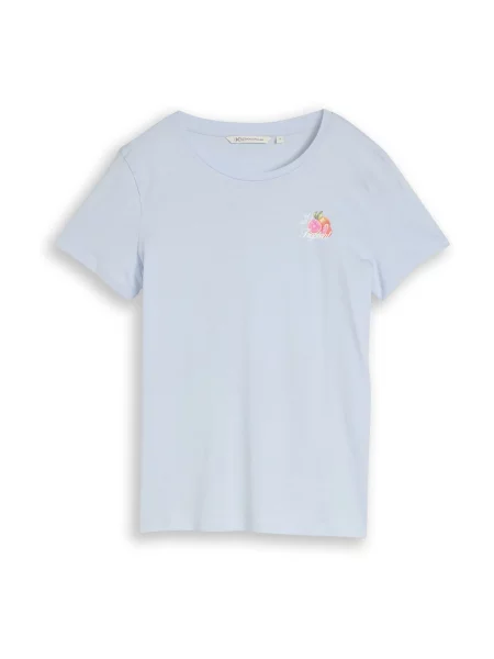 TOM TAILOR DENIM Tricou albastru deschis / portocaliu închis / roz deschis alb