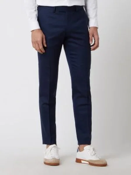 Spodnie do garnituru o kroju slim fit z mieszanki wełny i elastanu model ‘Gordon’ Tiger Of Sweden niebieskie