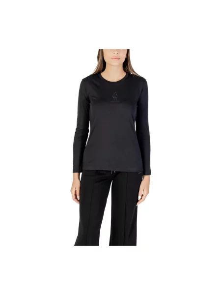 Kryształ górski koszulka Armani Exchange z długim rękawem czarna