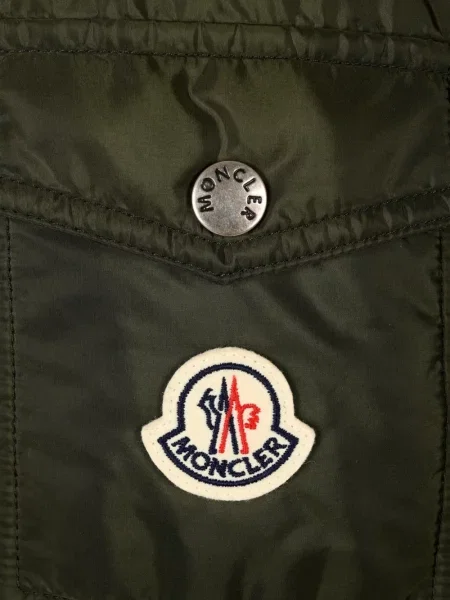 Lung geacă cu puf Moncler cu glugă verde