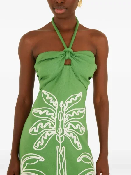 Rochie midi Farm Rio cu broderie verde