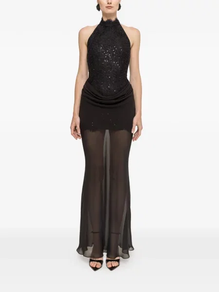 Rochie maxi Nissa cu paiete negru