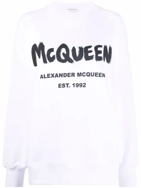 Bluza Alexander Mcqueen z nadrukiem biała
