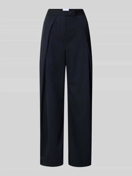 Spodnie z lejącego materiału z szeroką nogawką Style Icon Collection granatowe