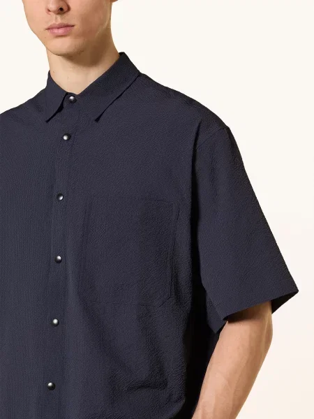 Arket Košile S Krátkým Rukávem Svenjoran Comfort Fit tmavě modrá