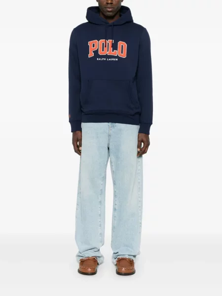 Prugaste kupaće gaće Polo Ralph Lauren od flisa s vezom plava