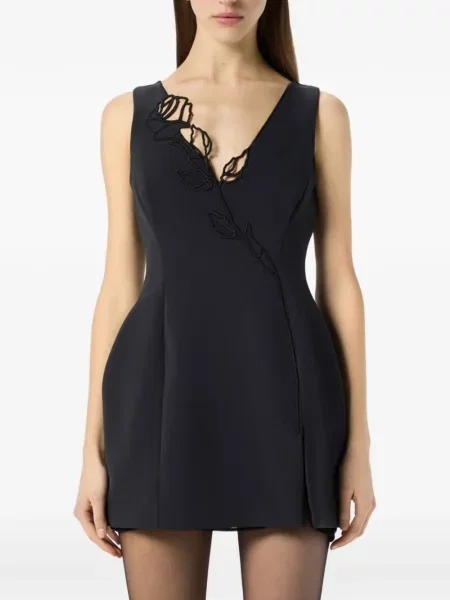 Rochie mini Blumarine cu broderie fără mâneci negru