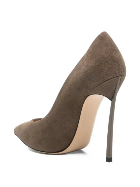 Pantofi cu toc Casadei din piele de căprioară maro