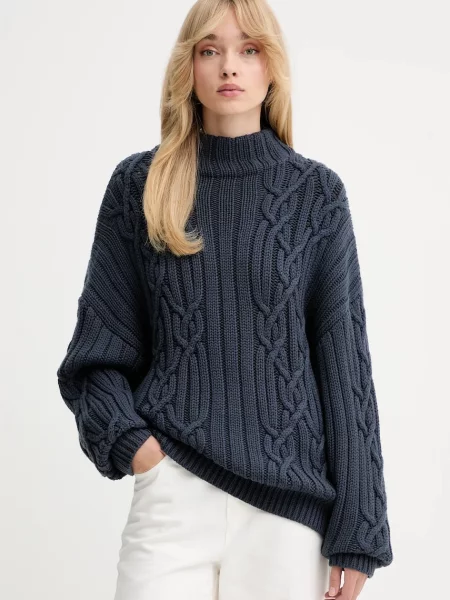 IRO pulover de lână bleumarin călduros cu turtleneck