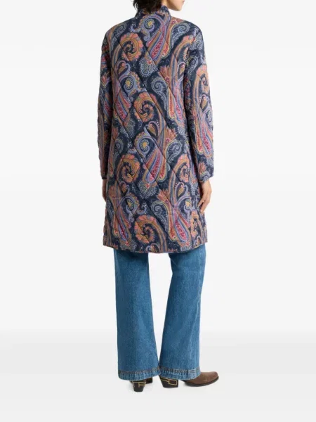 Matlasat palton Etro cu model paisley albastru
