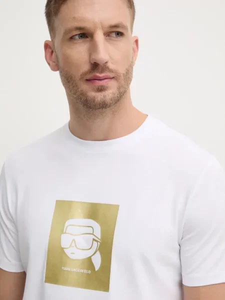 Karl Lagerfeld tricou barbati cu imprimeu alb