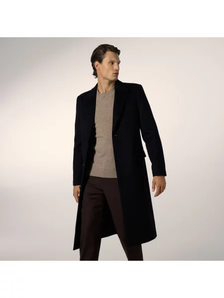 Reserved Kabát ze směsi vlny černý