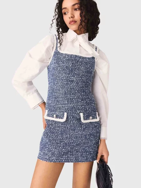 Твідова сукня Maje синя