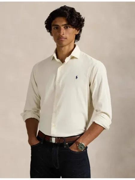 POLO RALPH LAUREN De catifea reiată cămașă | Custom fit bej