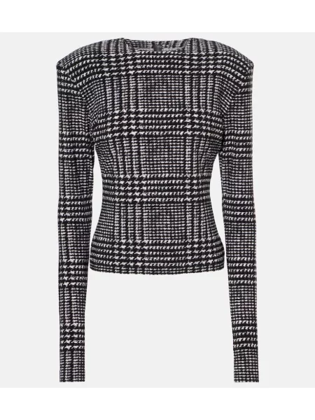 Top Norma Kamali în carouri verde