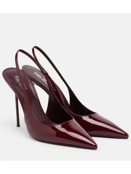 Pantofi cu toc Paris Texas din piele de lac slingback
