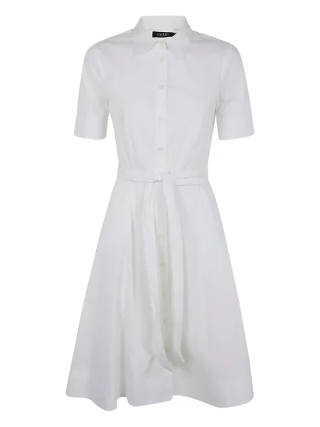 Rochie midi Lauren Ralph Lauren până la genunchi de costum alb