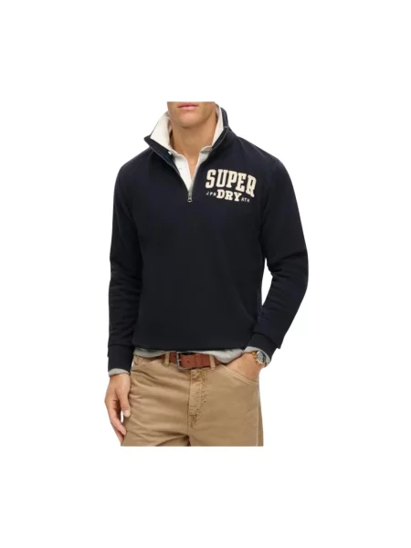 Bluza Superdry z nadrukiem z długim rękawem niebieska