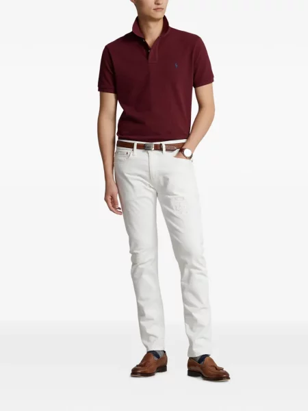 Tricou polo Polo Ralph Lauren cu glugă cu blană cu broderie roșu