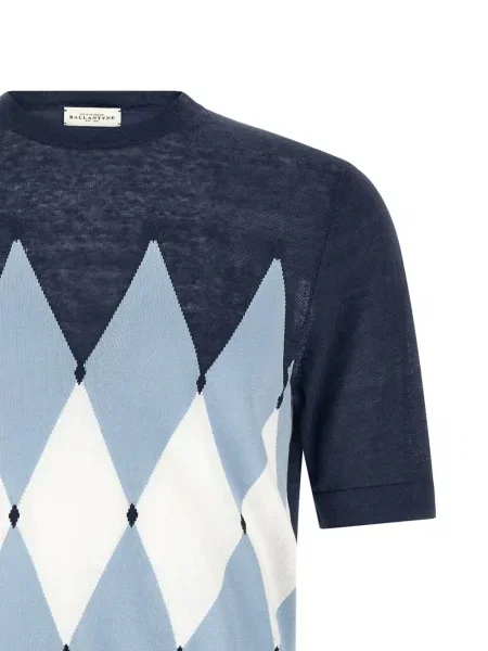 Tricou Ballantyne cu model argyle albastru