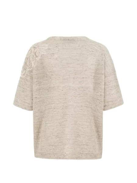Tricou D.exterior cu model floral cu aplicații