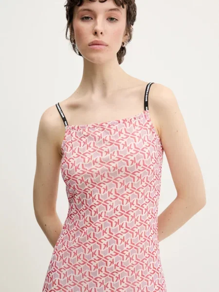 Karl Lagerfeld Jeans sukienka maxi rozkloszowana różowy
