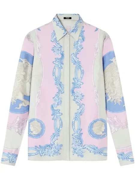 Cămașă Versace de mătase albastru