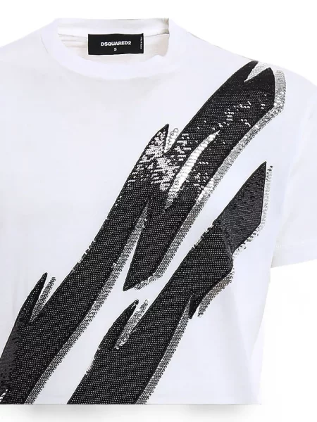 Tricou Dsquared2 cu broderie alb